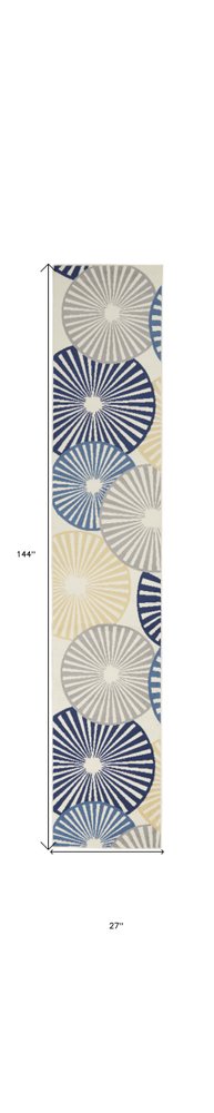 4' X 6' Blue and Ivory Geometric Power Loom Area Rug